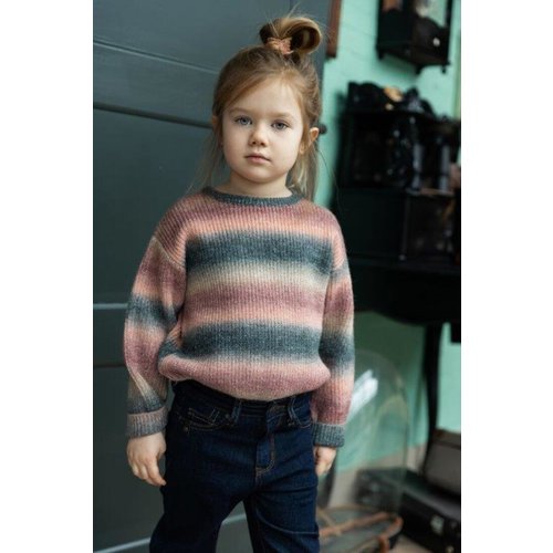 Daily7 Daily7 meisjes gebreide sweater Melange Stripe Leaf Green