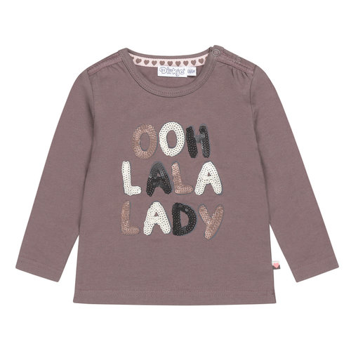 Dirkje Dirkje baby meisjes shirt Ooh Lala Lady Grey Brown