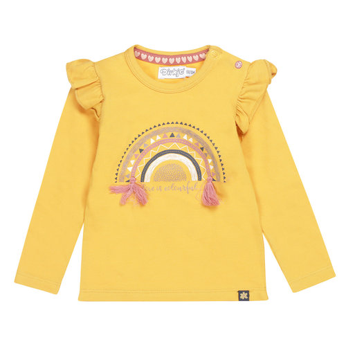 Dirkje Dirkje baby meisjes shirt met ruches Coulorful Yellow