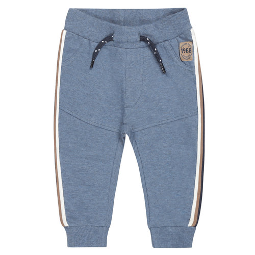 Dirkje Dirkje baby jongens joggingbroek met gestreepte bies Blue Melee