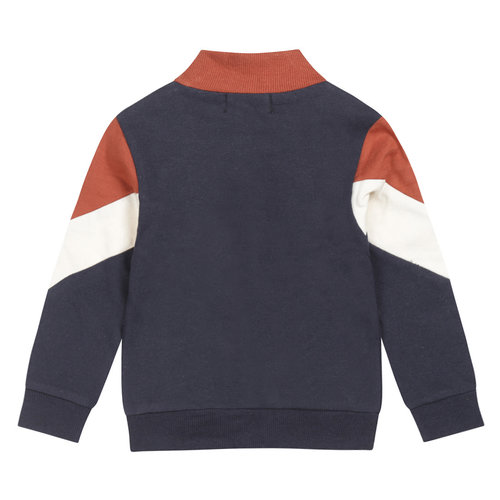 Dirkje Dirkje baby jongens vest colorblock met bies op de mouwen Navy