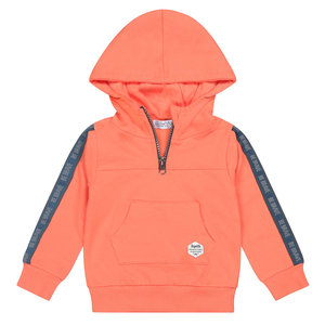 Dirkje Dirkje baby jongens hoodie met rits en bies Bright Orange