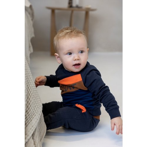 Dirkje Dirkje baby jongens sweater diagonale blokken Be Brave Dark Blue