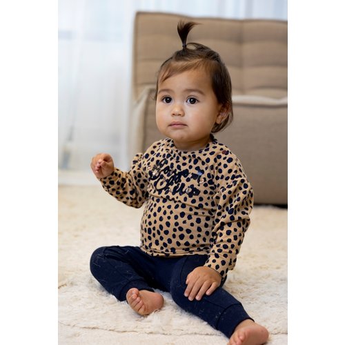 Dirkje Dirkje baby meisjes sweater aop stippen Beige