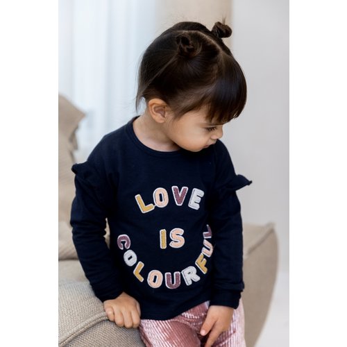 Dirkje Dirkje baby meisjes sweater Love is Colourful Navy