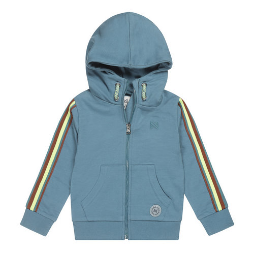 Koko Noko Koko Noko jongens vest met gestreepte bies Faded Blue Koko Noko Koko Noko jongens vest met gestreepte bies Faded Blue