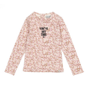 Koko Noko Koko Noko meisjes shirt met ribstructuur en bloemen Dusty Pink