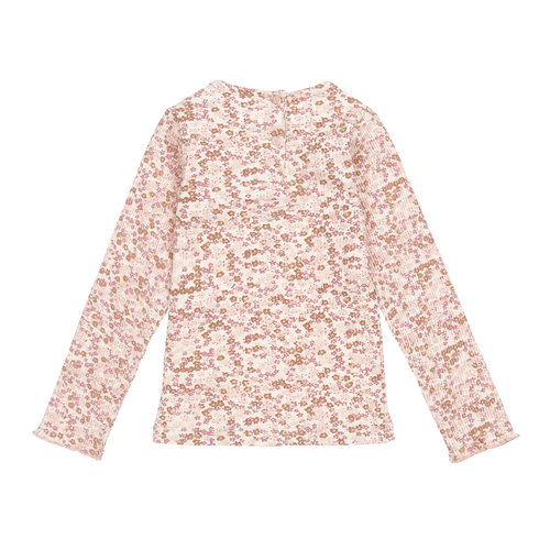 Koko Noko Koko Noko meisjes shirt met ribstructuur en bloemen Dusty Pink