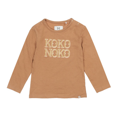 Koko Noko Koko Noko meisjes shirt met logo print Camel