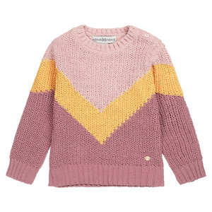 Koko Noko Koko Noko meisjes gebreide sweater met V patroon Dusty Pink