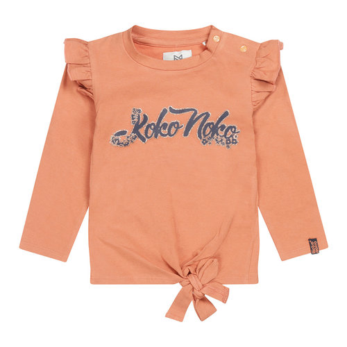 Koko Noko Koko Noko meisjes shirt met knoop en ruches Rust