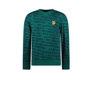 TYGO & vito TYGO & vito jongens sweater met bies en aop Storm Green