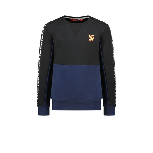 TYGO & vito TYGO & vito jongens 2 colour sweater met bies op de mouwen Black