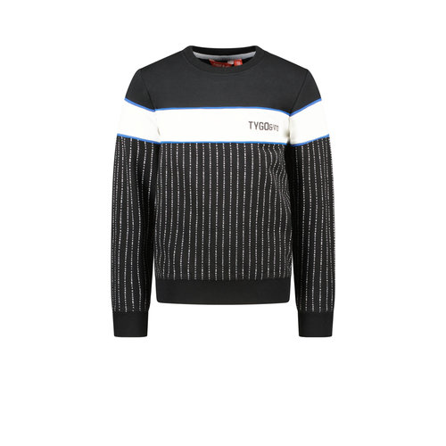 TYGO & vito TYGO & vito jongens sweater met aop logo tekst Black