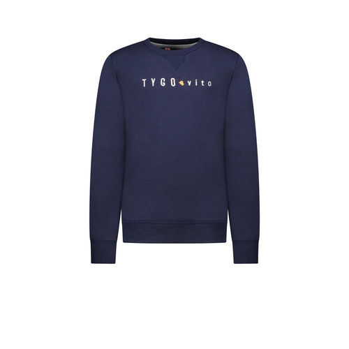 TYGO & vito TYGO & vito jongens sweater met geborduurd logo Noos Navy