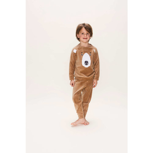 Charlie Choe Charlie Choe jongens velours pyjama Bear Sand