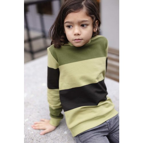 LEVV Levv jongens sweater Alwin aop Olive Light Stripe