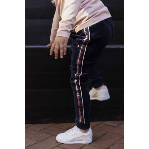 Koko Noko Koko Noko meisjes joggingbroek met bies en logo Navy