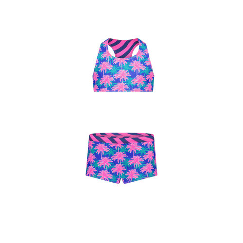 Just Beach Just Beach meisjes reversible bikini Tropical Leaves Wave Pink Cobalt