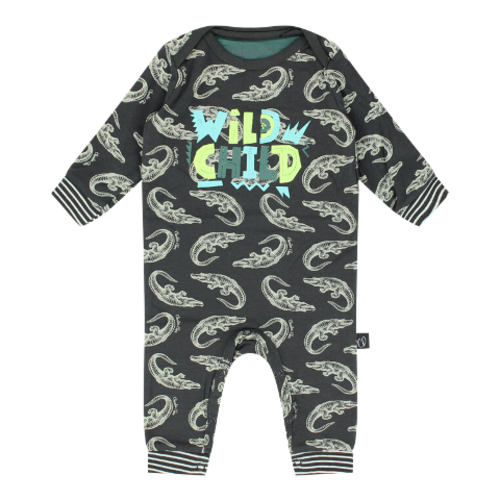 Charlie Choe Charlie Choe baby jongens pyjama Wild Child crocodile Dark Grey