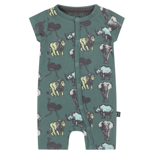 Charlie Choe Charlie Choe baby jongens pyjama korte mouwen Wild Animals Green