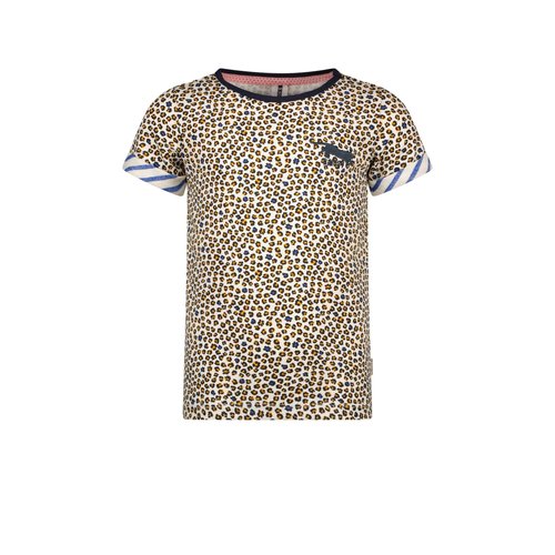 B.Nosy B.Nosy meisjes t-shirt aop Leopard en gestreepte mouwen