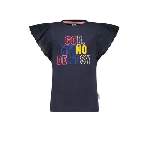 B.Nosy B.Nosy meisjes t-shirt met vlindermouwtjes Navy
