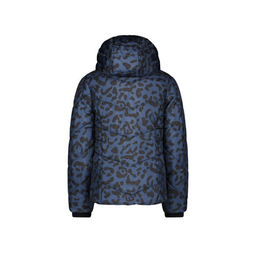 Moodstreet Moodstreet meisjes winterjas met aop panterprint Navy