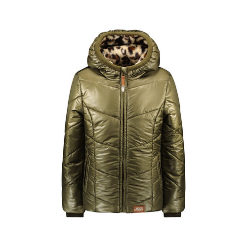 Moodstreet Moodstreet meisjes metallic winterjas Khaki