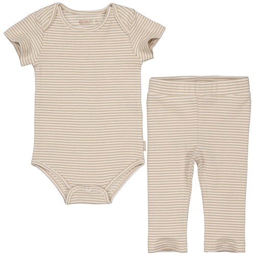 Quapi Quapi newborn baby unisex setje Pima Taupe Light Stripe