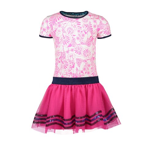 B.Nosy B.Nosy meisjes jurk met tulle rok Delfs Pink