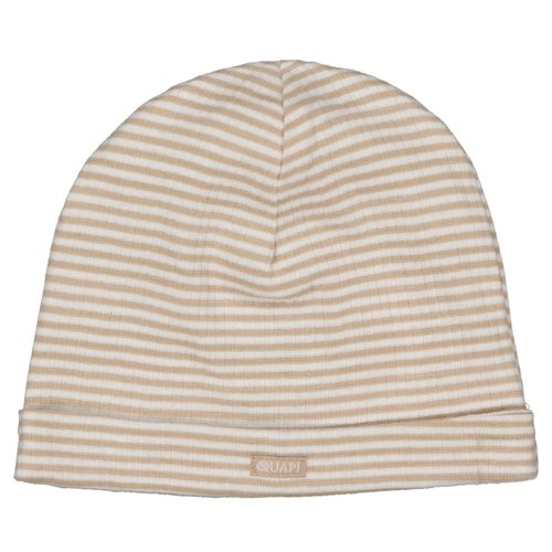 Quapi Quapi newborn baby unisex muts Pom aop Taupe Light Stripe