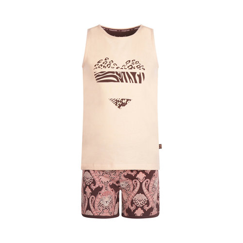 Charlie Choe Charlie Choe meisjes pyjama heart and tigers Brown Pink Charlie Choe Charlie Choe meisjes pyjama heart and tigers Brown Pink