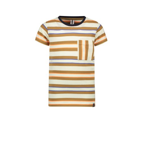 B.Nosy B.Nosy jongens t-shirt met opgestikte borstzak Fresh Chestnut Stripe