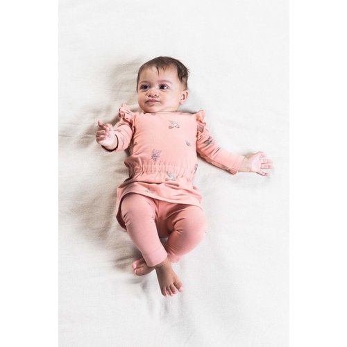 Quapi Quapi newborn baby meisjes jurk Raina aop Pink Rose Nuts