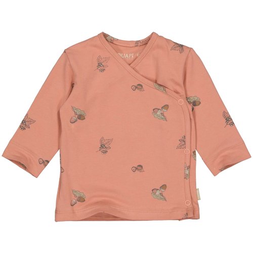 Quapi Quapi newborn baby meisjes shirt Robin aop Pink Rose Nuts