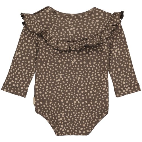 Quapi Quapi newborn baby meisjes romper Romee aop Taupe Dots