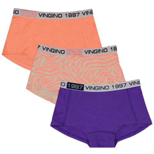 Vingino Vingino meiden ondergoed 3-pack boxers Zebra Royal Purple