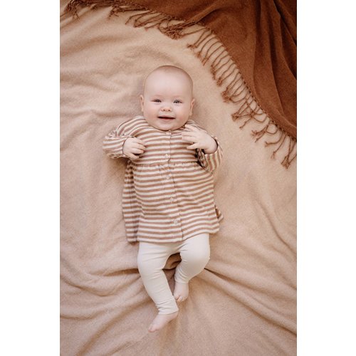 Quapi Levv newborn baby meisjes jurk Elena aop Brown Mocha Stripe