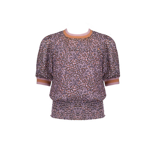 NoBell NoBell meiden t-shirt Tomas met ribboord aan mouw en hals Mauve Mist