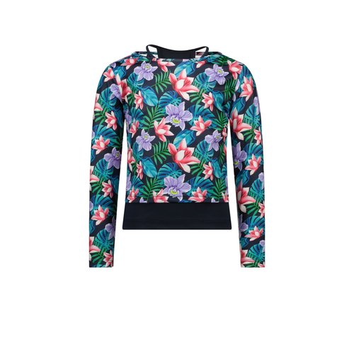 B.Nosy B.Nosy meisjes shirt met losse top Sporty Active Flower aop