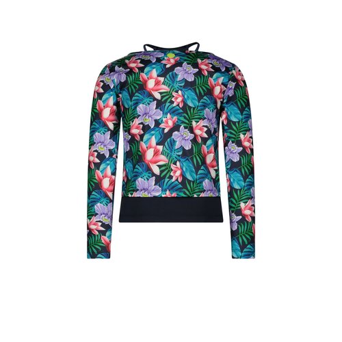 B.Nosy B.Nosy meisjes shirt met losse top Sporty Active Flower aop