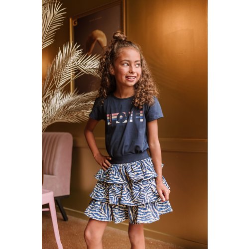 B.Nosy B.Nosy meisjes t-shirt Love strepenblok Navy