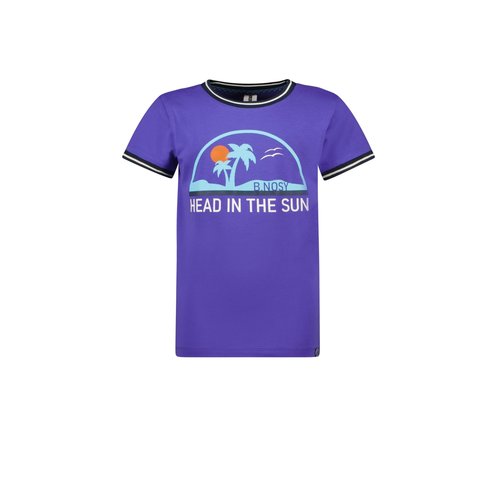 B.Nosy B.Nosy jongens t-shirt Head in the Sun Deep Purple