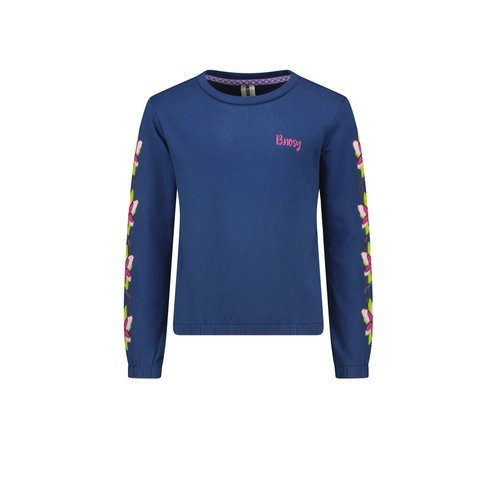 B.Nosy B.Nosy meisjes sweater met paillet bloemen Lake Blue