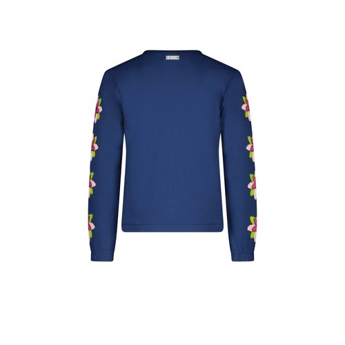 B.Nosy B.Nosy meisjes sweater met paillet bloemen Lake Blue