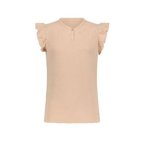 NoBell NoBell meiden t-shirt met V hals en knoopjes Rose Sand