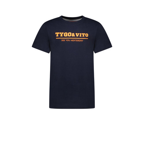 TYGO & vito TYGO & vito jongens basic t-shirt met tekstlogo Navy