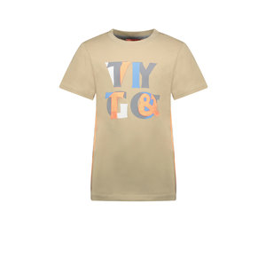 TYGO & vito TYGO & vito jongens t-shirt met print en tape Sand