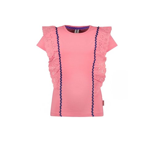 B.Nosy B.Nosy meisjes t-shirt met grote ruches Geranium Pink